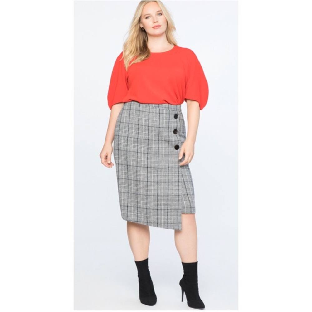 NWOT Eloquii plaid wrap column skirt! Great workwear for office, knee-length